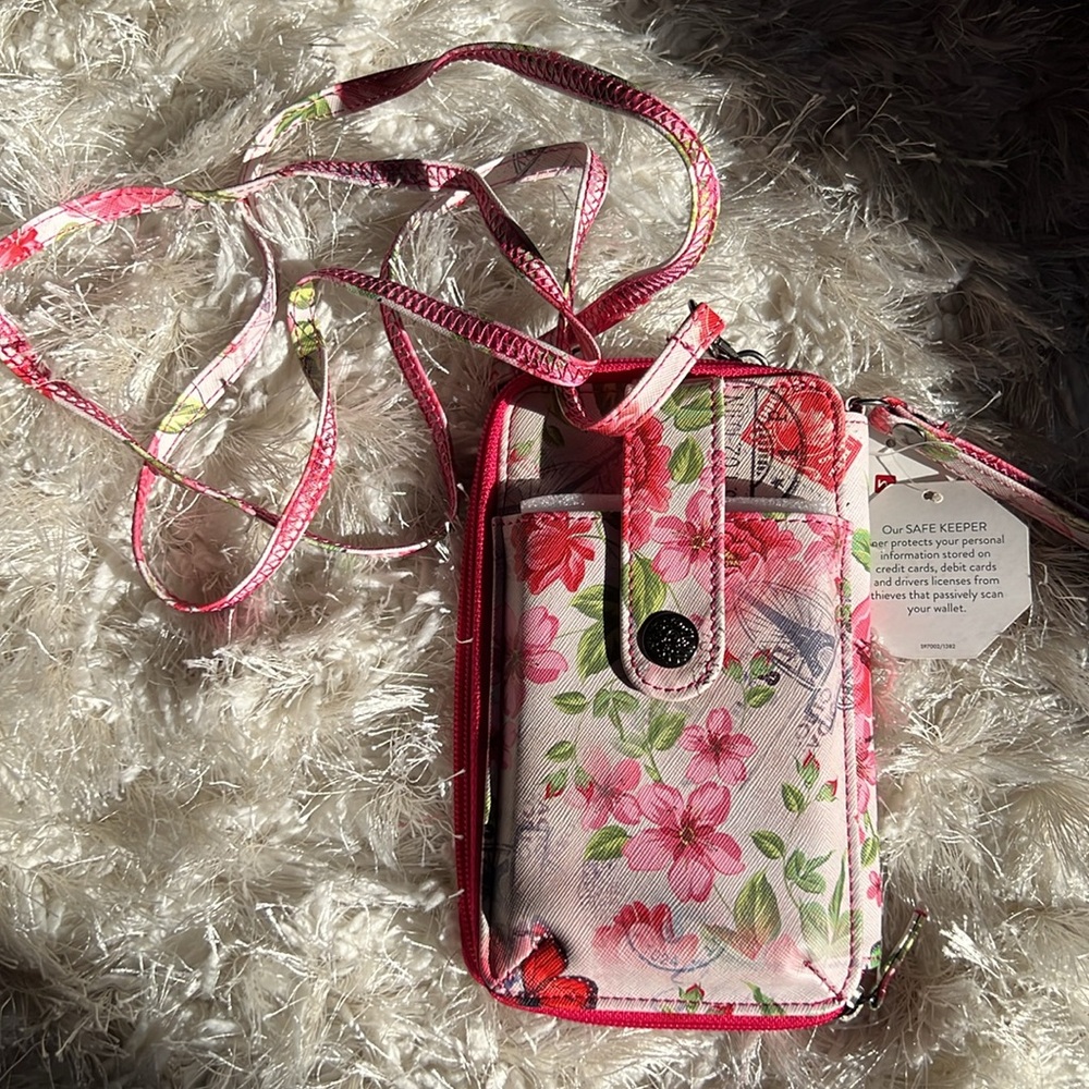Mundi Floral Wristlet Crossbody RFID Safekeep